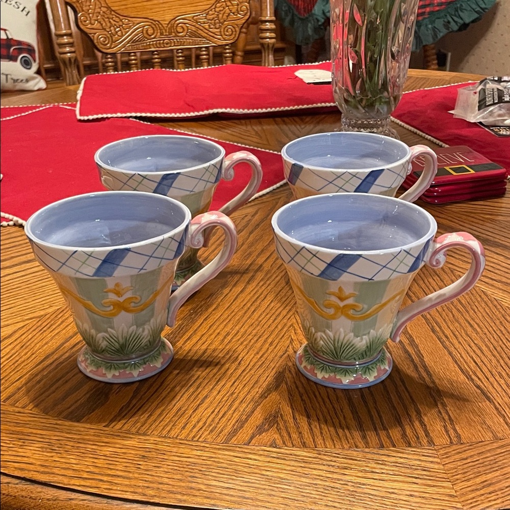 Fitz & Floyd Halcyon Ceramic Mugs (4)